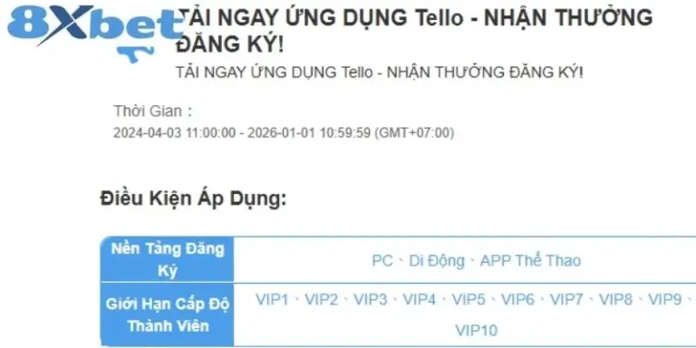 Đăng ký nhận thưởng 8XBET nhanh chóng, ưu đãi hấp dẫn mỗi ngày